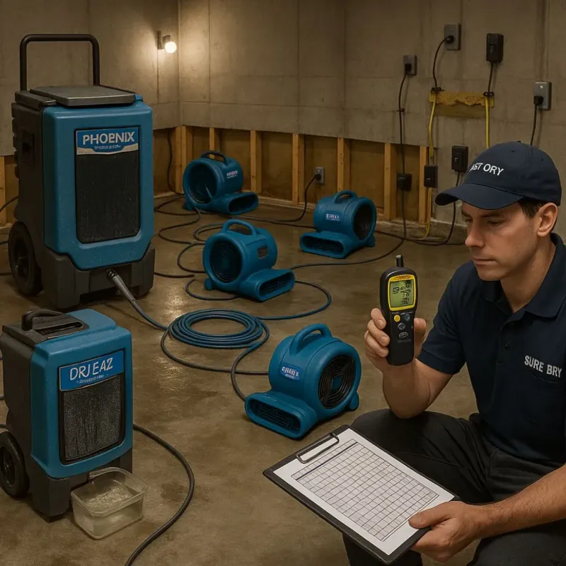 Structural Drying and Dehumidification process in Florence-Graham, CA